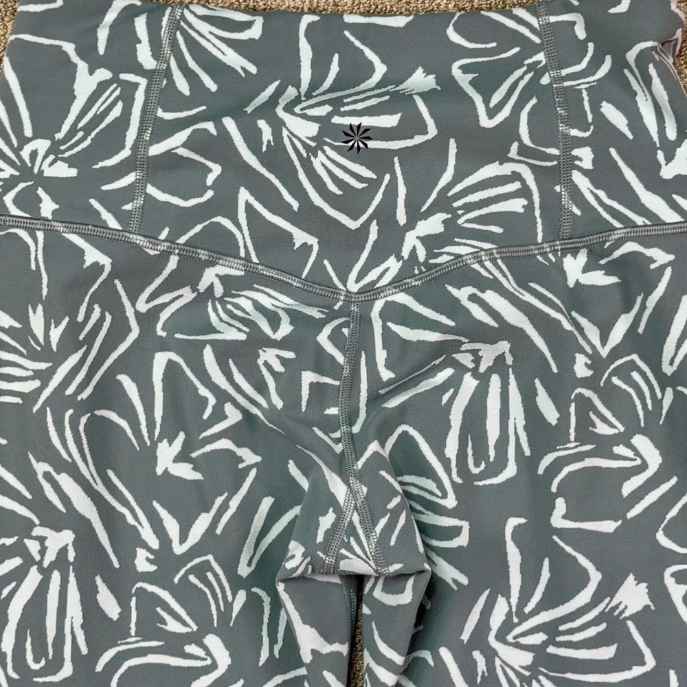 Athleta Elation Textured 7/8 Tight Leggings Floral Print High Rise Womens M